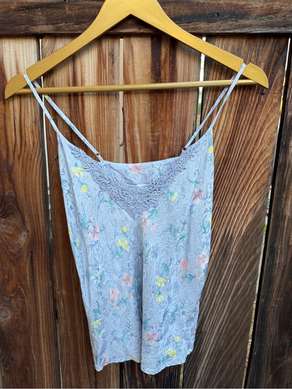 Vintage Delicates 100% Silk Lace Trim Floral Cami 6